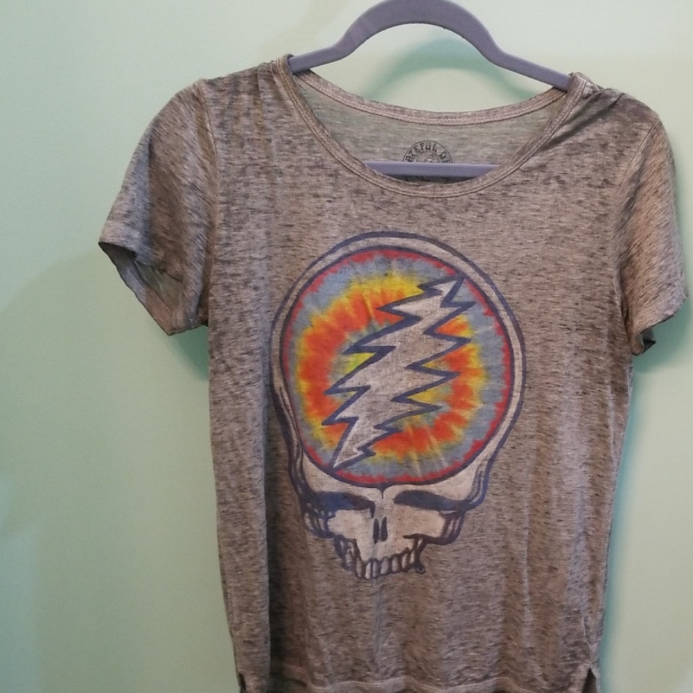 Grateful Dead tie dye skull tshirt gray